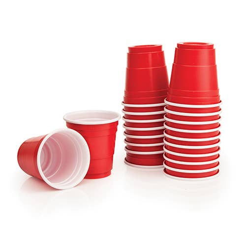 Party Disposable Red Plastic Shot Glasses - Pack of 20