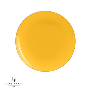 Yellow • Gold Round Plastic Plates | 10 Pack