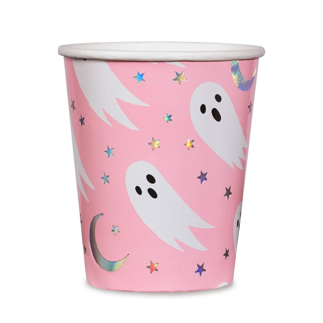 Ghost and Stars Pink Paper Party Cups