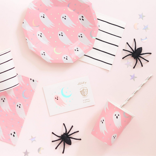 Ghost and Stars Pink Paper Party Cups