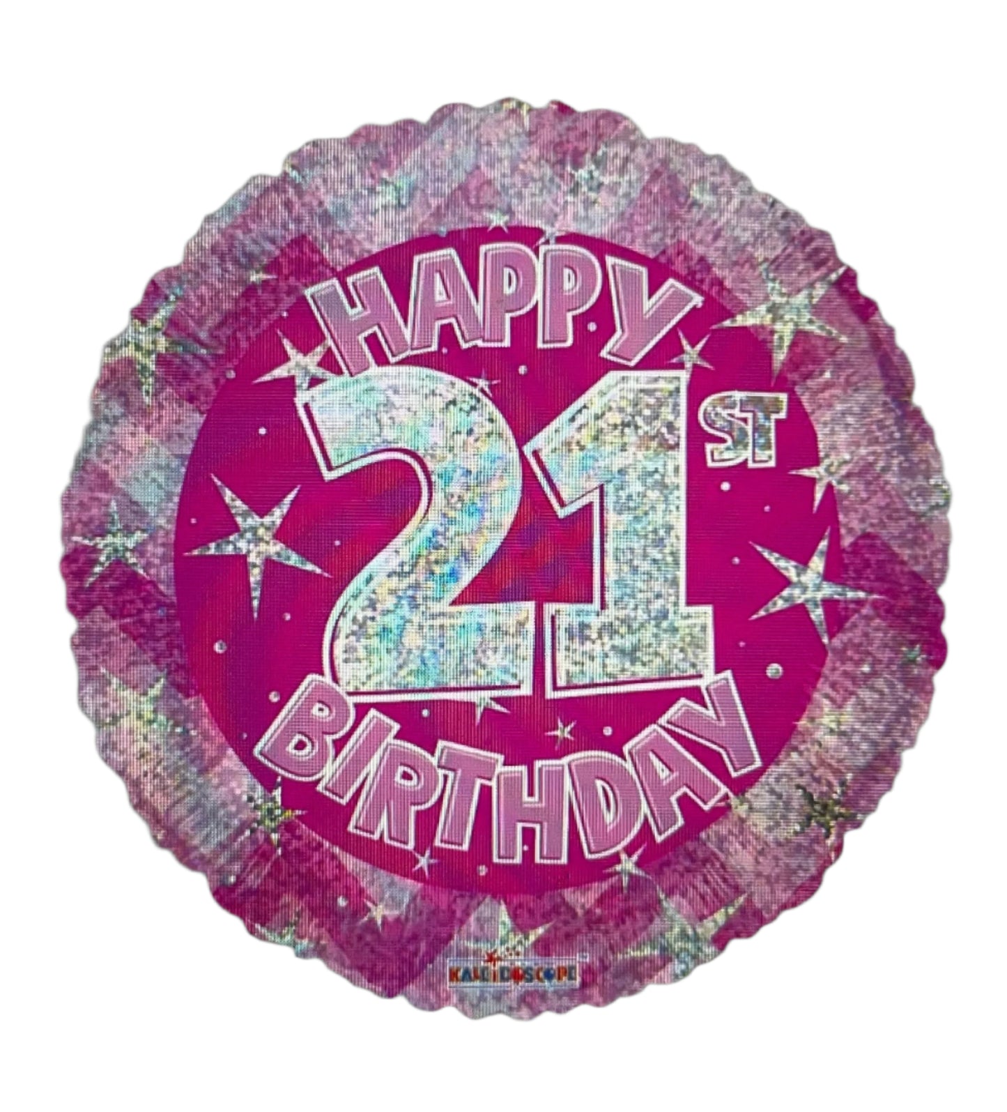 Pink Happy 21st Birthday Holographic Balloon