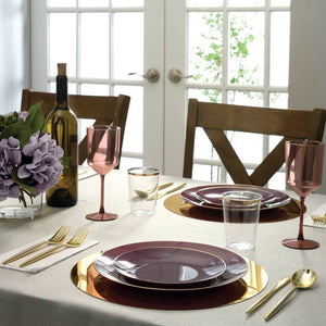 Round Purple • Gold Plastic Plates | 10 Pack