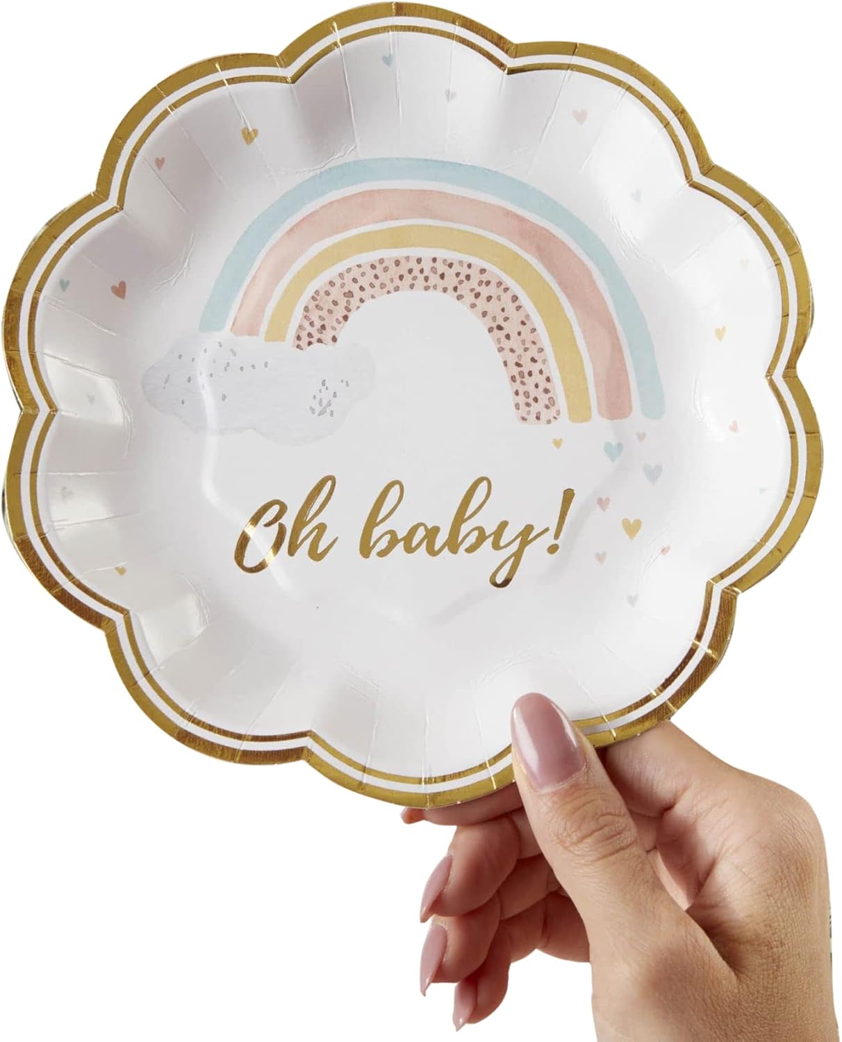 Boho Rainbow Baby 7 in. Premium Paper Plates (Set of 16)