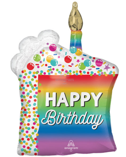 Colorful rainbow slice-shaped birthday balloon for celebration