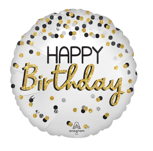 Black Silver Gold Birthday Balloon