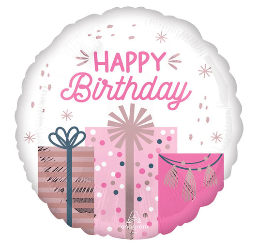 Happy Birthday Pastel Gift Box Foil Balloon