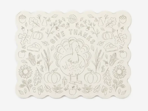 Give thanks Thanksgiving Coloring Placemats