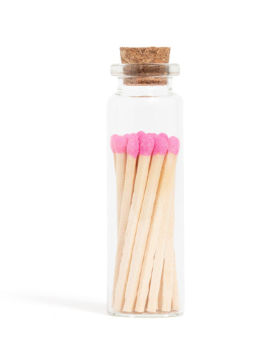 Bubblegum Pink Matches in Small Corked Vial