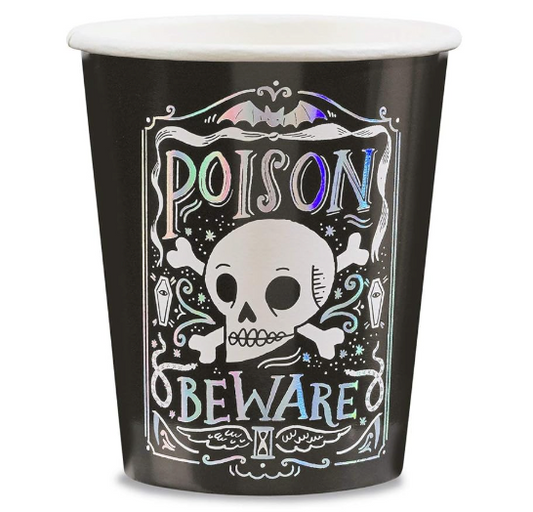 Poison Beware Skull Halloween Paper Party Cups