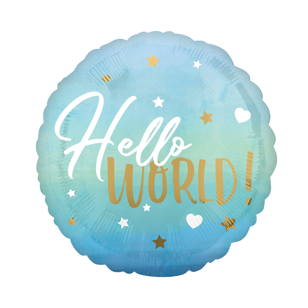 Hello World Blue Balloon