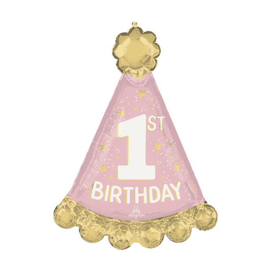 1st Birthday Pink Party Hat 34 in