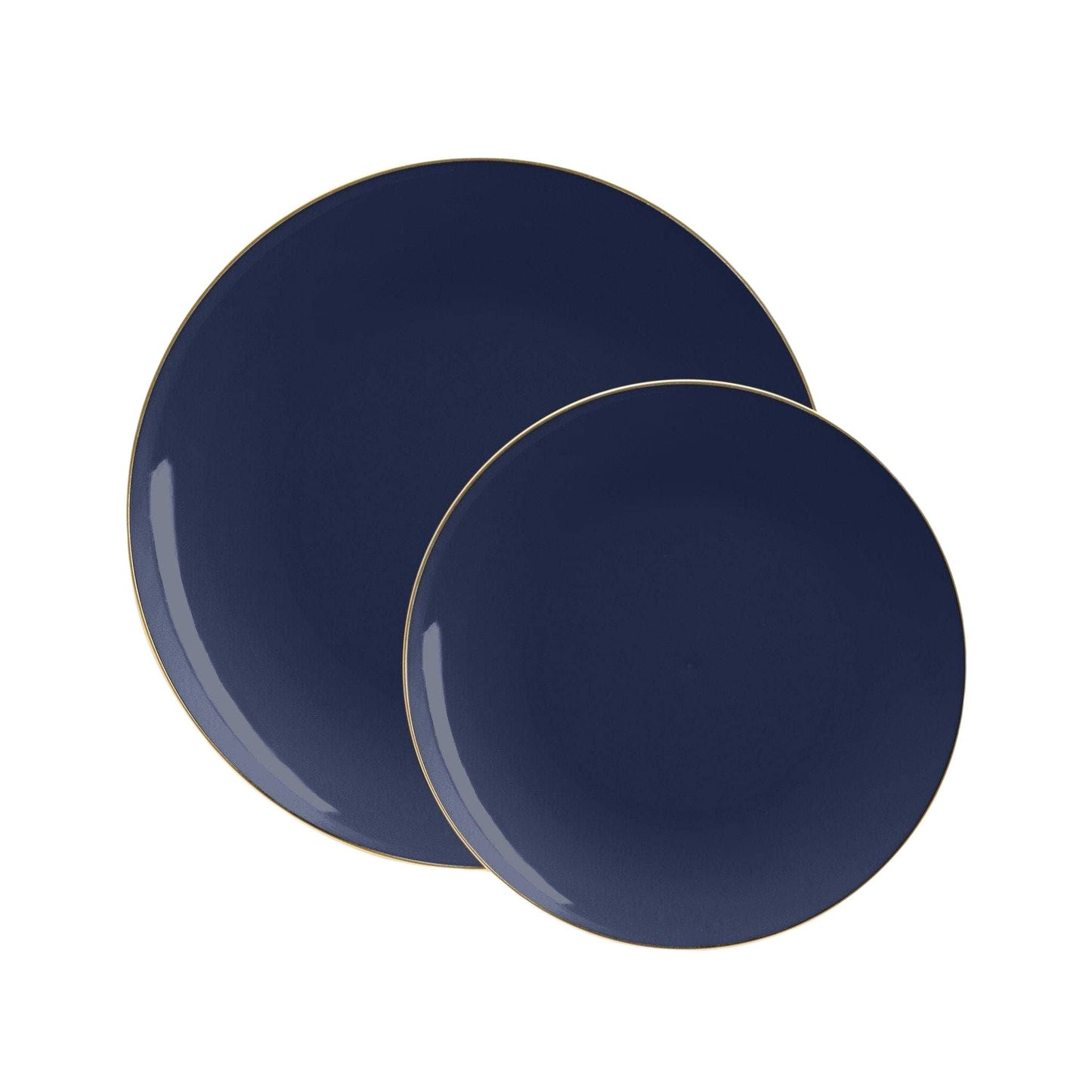 Navy & Gold 10.25” Round Plastic Plates | 10 Pack