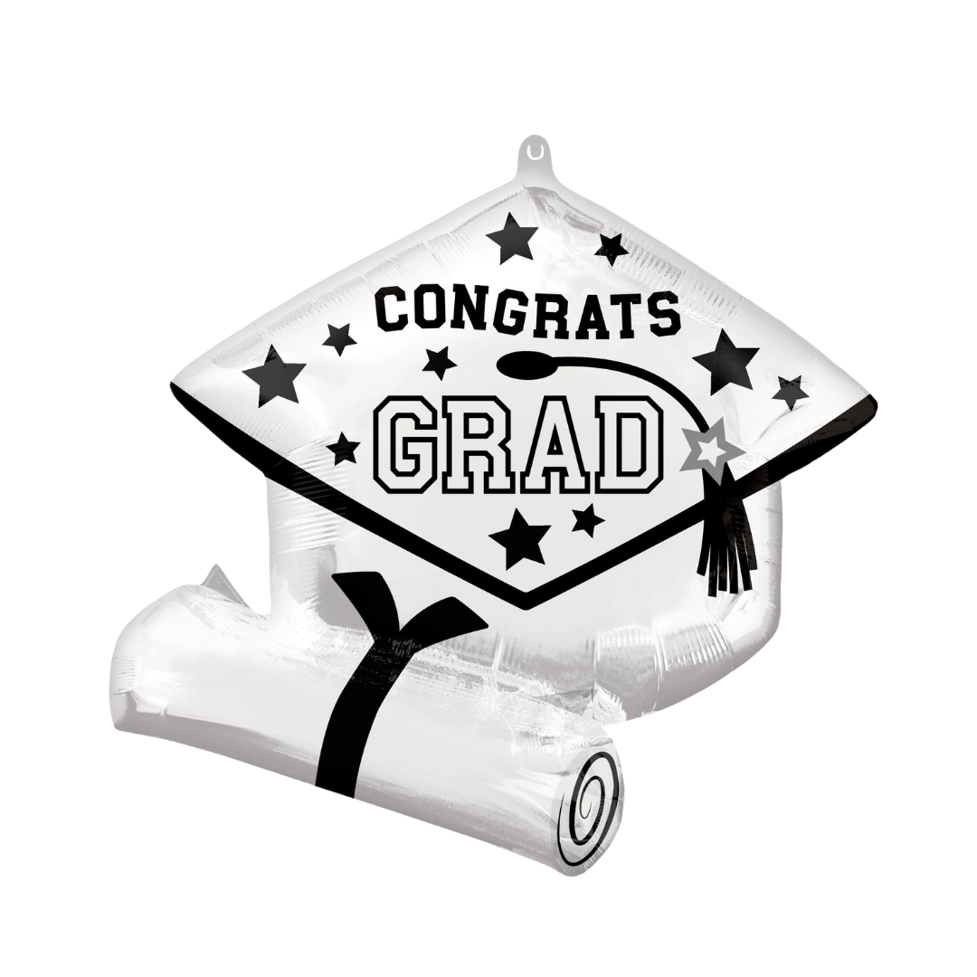 "Congrats Grad" Graduation Cap Satin Foil Balloon