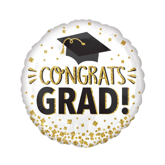 "Congrats Grad" Round Satin Foil Balloon