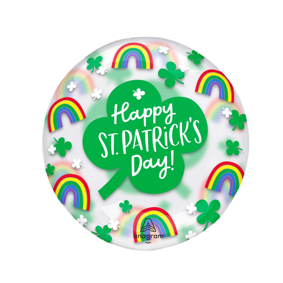 "Happy St. Patrick's Day" Orbz Transparent Print Clearz Foil Balloon