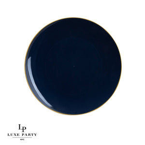 Round Navy • Gold Plastic Plates | 10 Pack