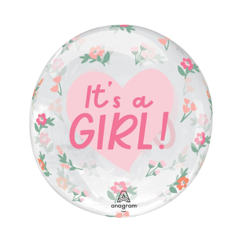 18" Clearz It's A Girl Floral Balloon