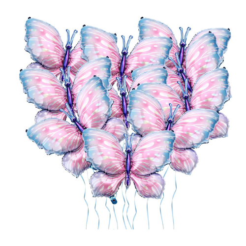 40 Inch Blue Pink Butterfly Balloons