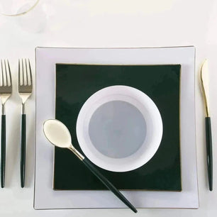 Emerald • Gold Plastic Cutlery Set | 32 Pieces