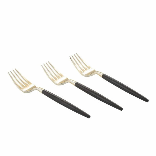 Black and Gold Plastic Mini Forks | 20 Forks: 20 Mini Forks