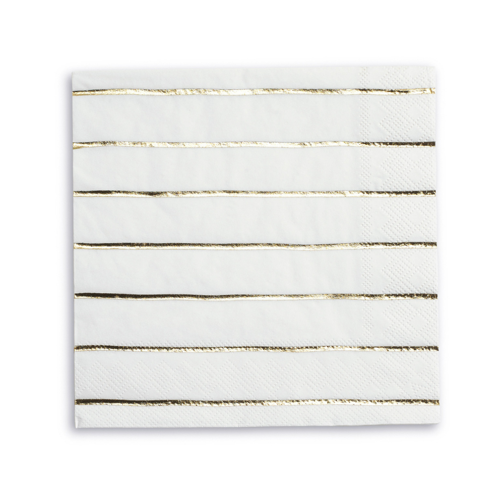 Frenchie Striped Gold Napkins - 2 Size Options - 16 Pk.