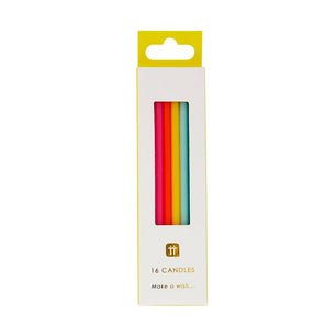 Tall Rainbow Birthday Candles | 16 Pack | Cake Candle |