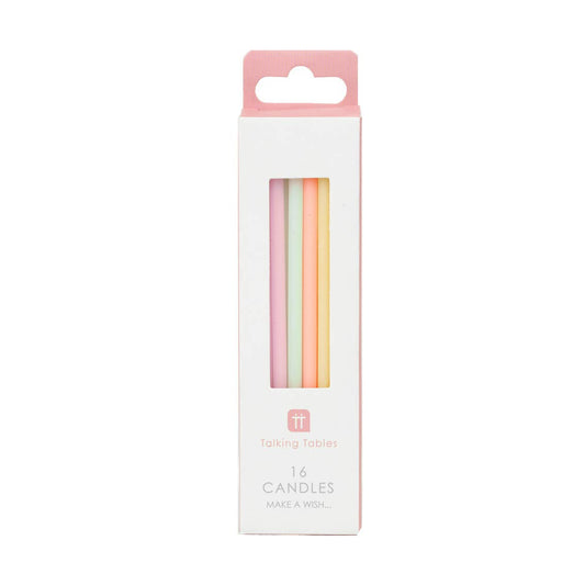 Rainbow Pastel Birthday Candles| 16 Pack