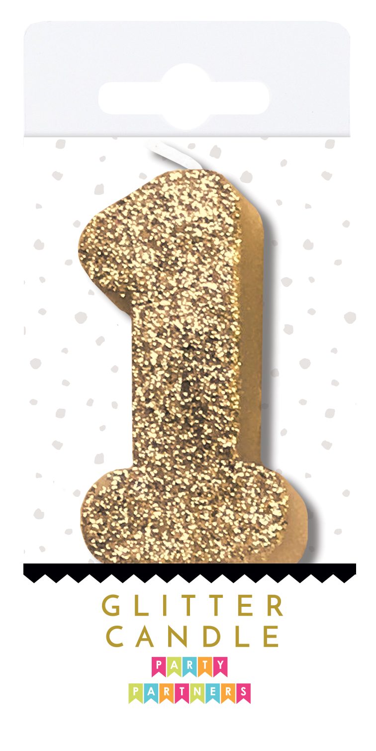 1 Glitter Number Candle Gold