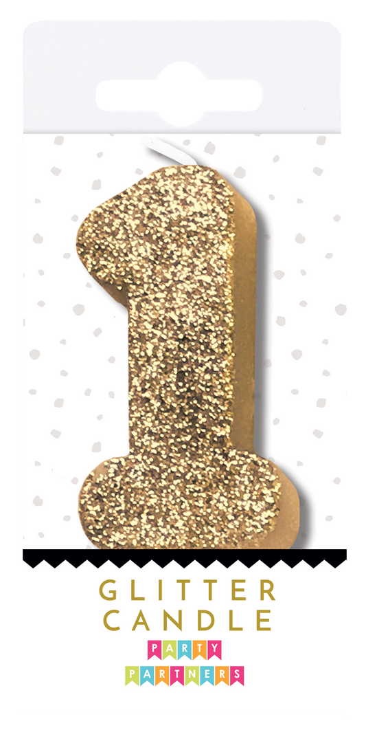 1 Glitter Number Candle Gold