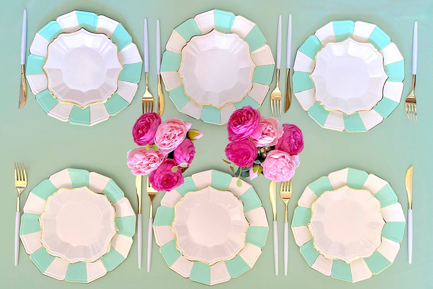 8 Teal Candy Dinner Plates