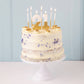 White & Gold Birthday Candles | 16 Pack | Cake Candle |