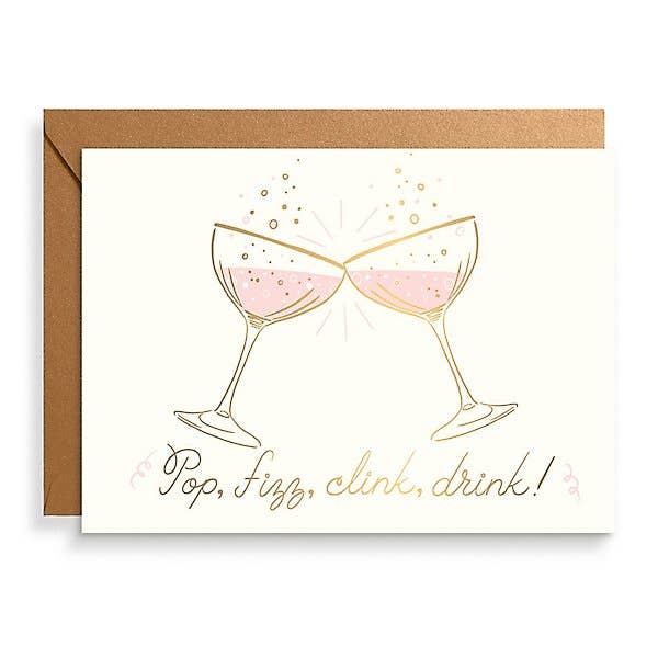 Pop Fizz Clink Glasses New Year's Card - set of 10