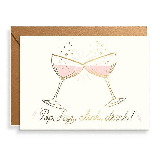 Pop Fizz Clink Glasses New Year's Card - set of 10