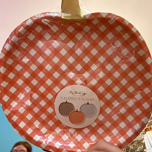 Plaid Orange Pumpkin Paper Plates