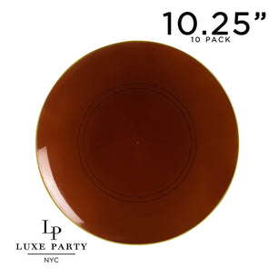 Round Transparent Mocha • Gold Plastic Plates | 10 Pack: 7.25