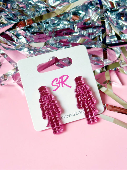 Pink Mirror Nutcracker Stud