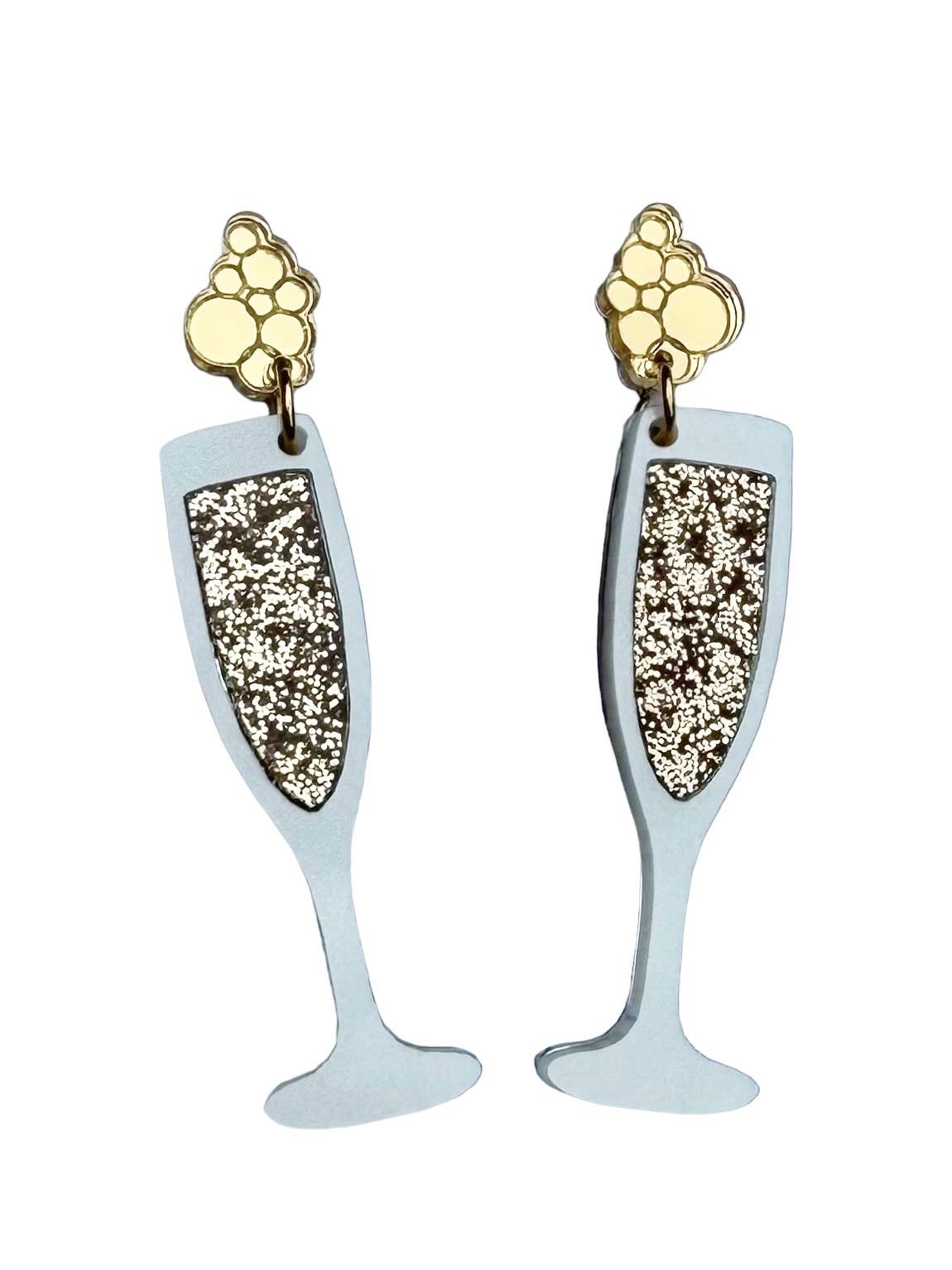 Cheers! Gold Acrylic Champagne Dangle Earring🥂