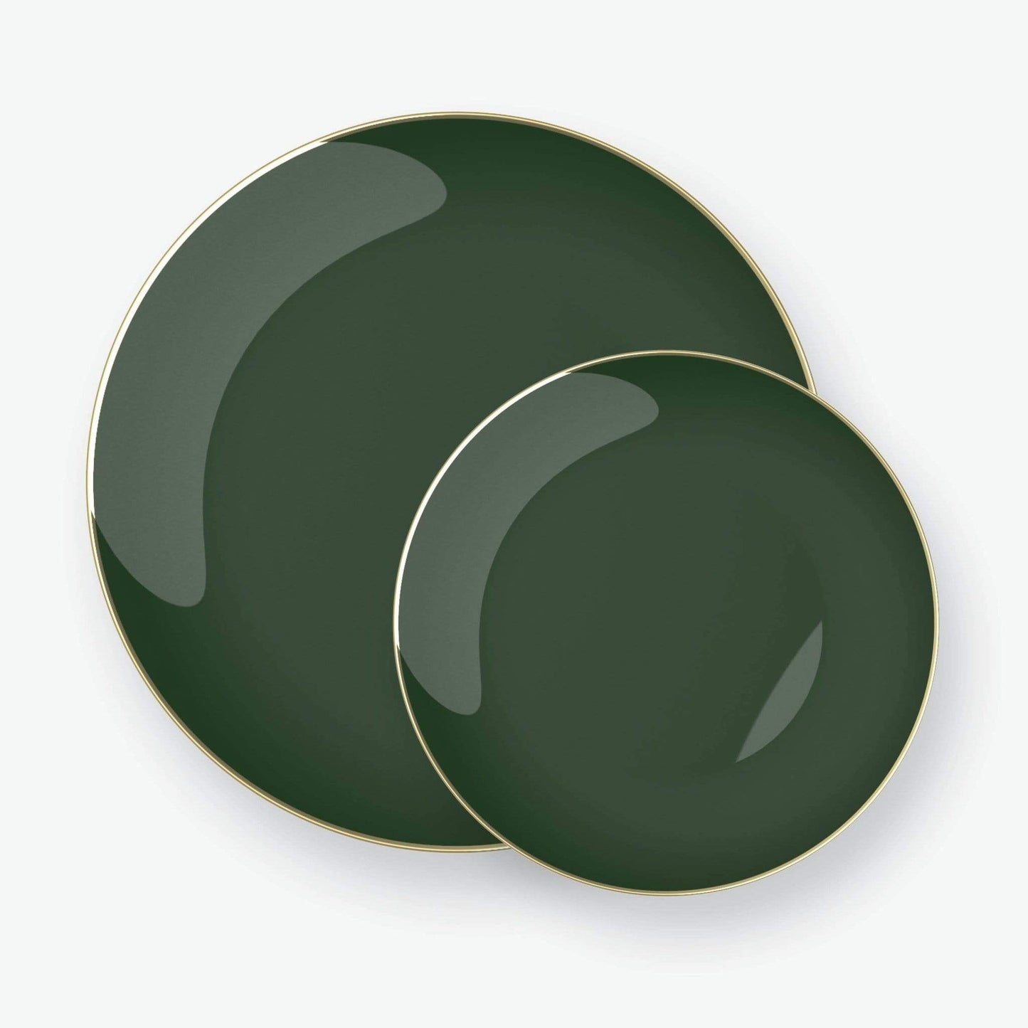 Round Emerald • Gold Plastic Plates | 10 Pack: 7.25" Appetizer Plates