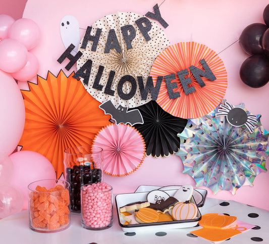 HNT803 - Happy Halloween Black Glitter Banner