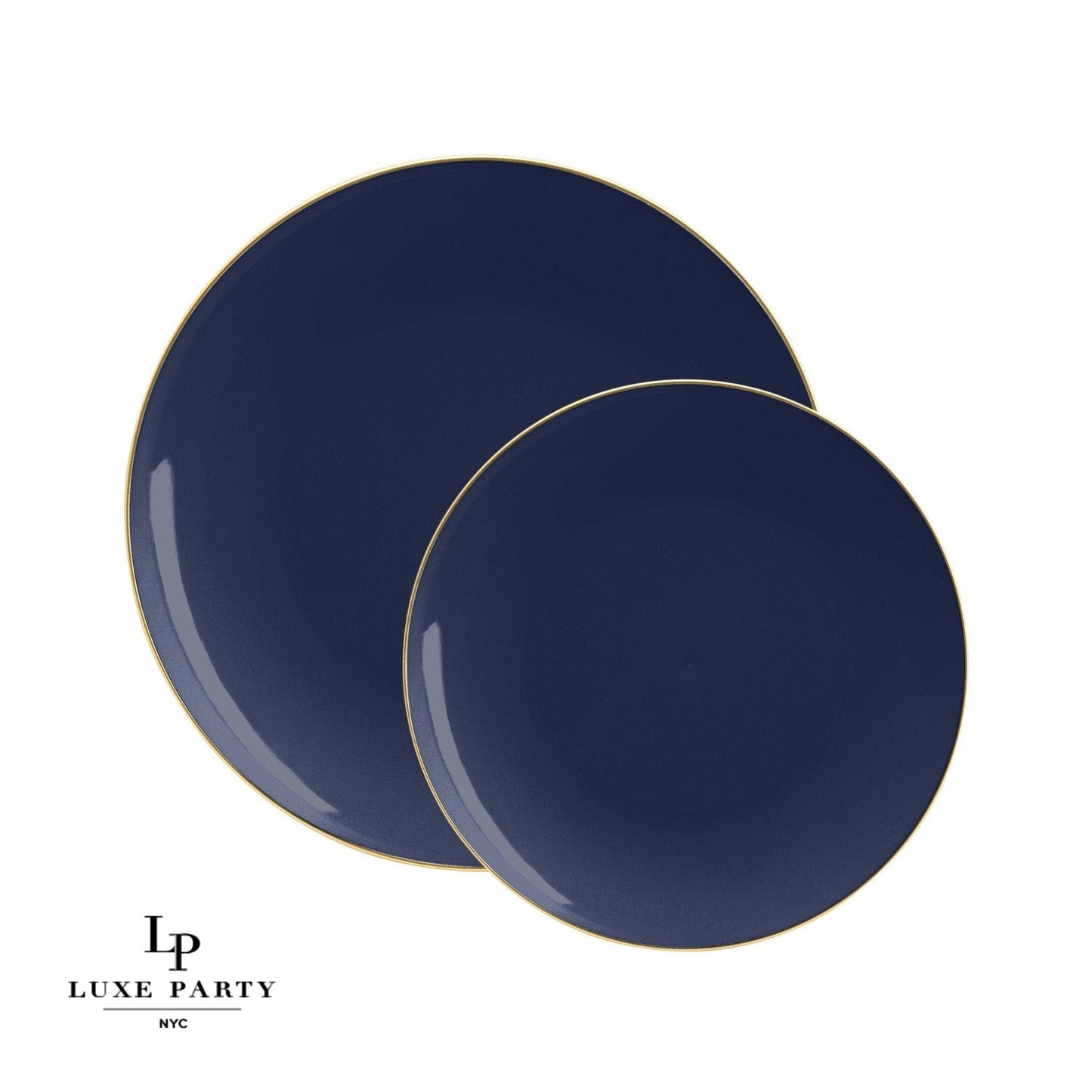 Navy & Gold 10.25” Round Plastic Plates | 10 Pack