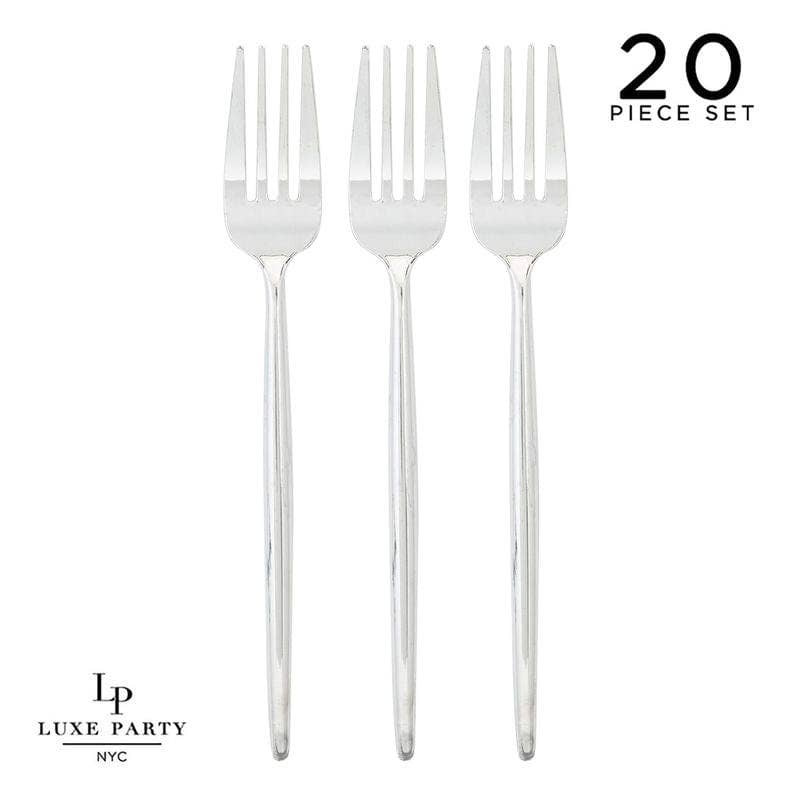 Chic Round Silver Forks | 20 Pieces