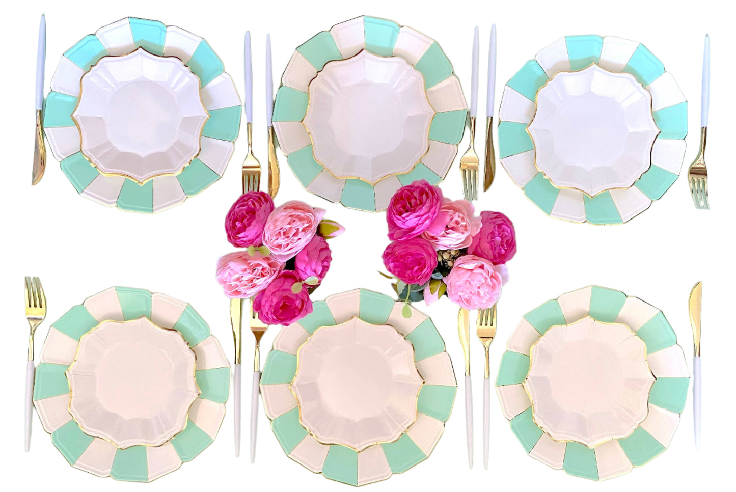 8 Teal Candy Dinner Plates