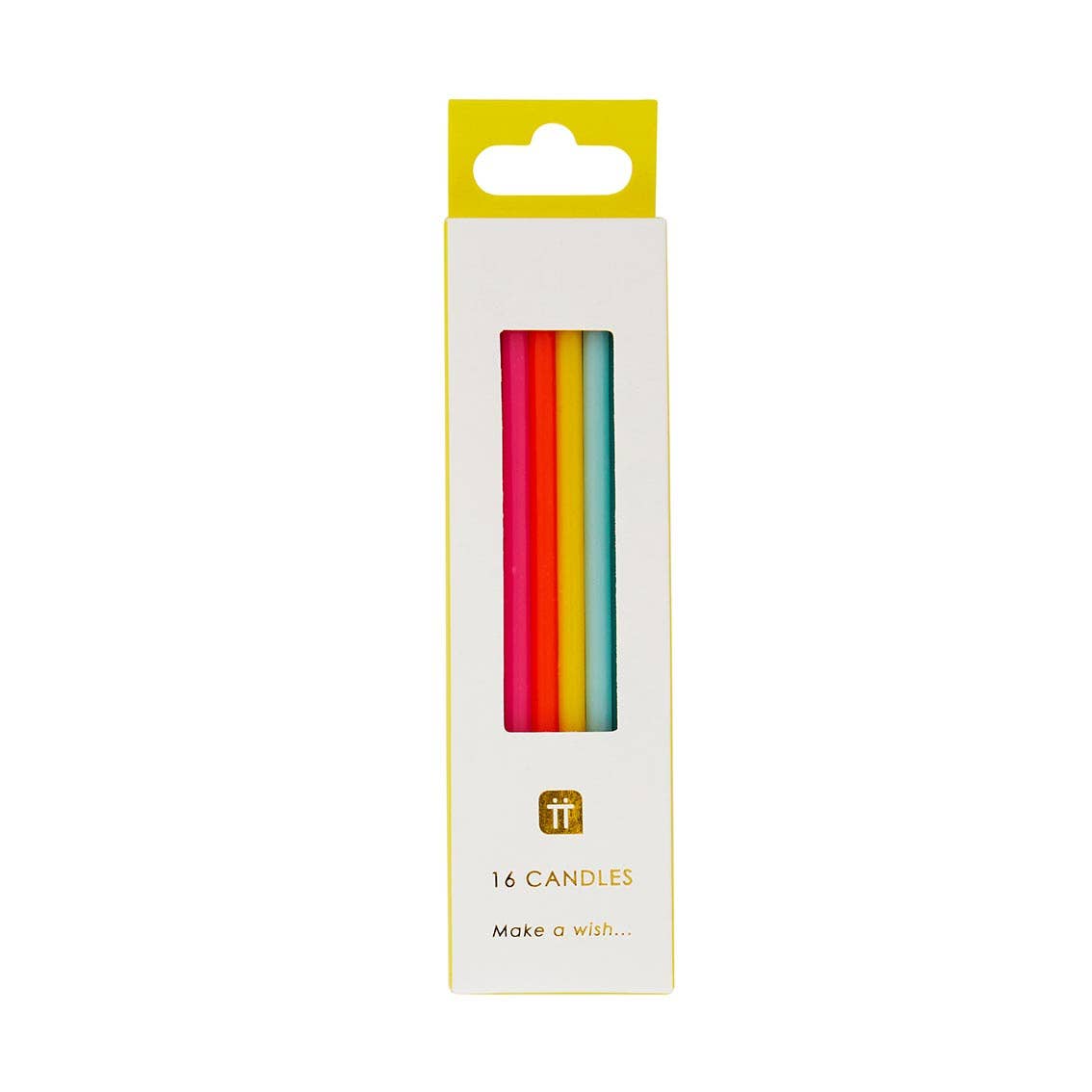 Tall Rainbow Birthday Candles | 16 Pack | Cake Candle |