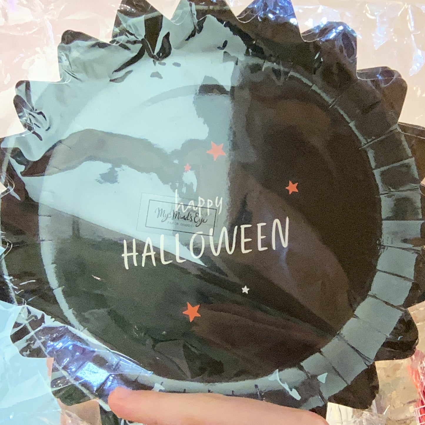 Happy Halloween Black Paper Plates Pointed Edge