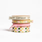 Happy Birthday Cream Grosgrain Ribbon with Gold Foil