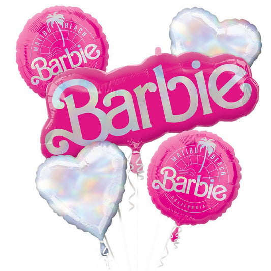 5 Barbie Foil Mylar Balloon Bouquet