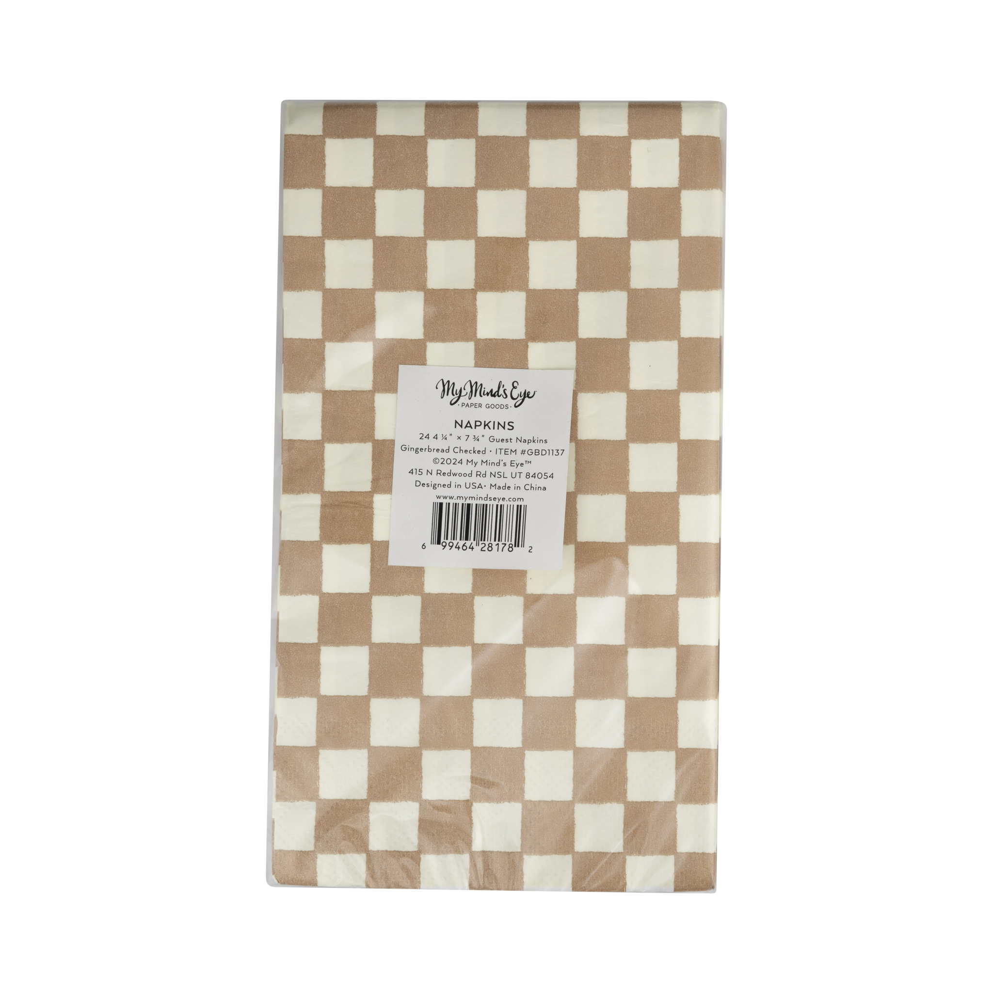 GBD1137 - Gingerbread Checked Dinner Napkin