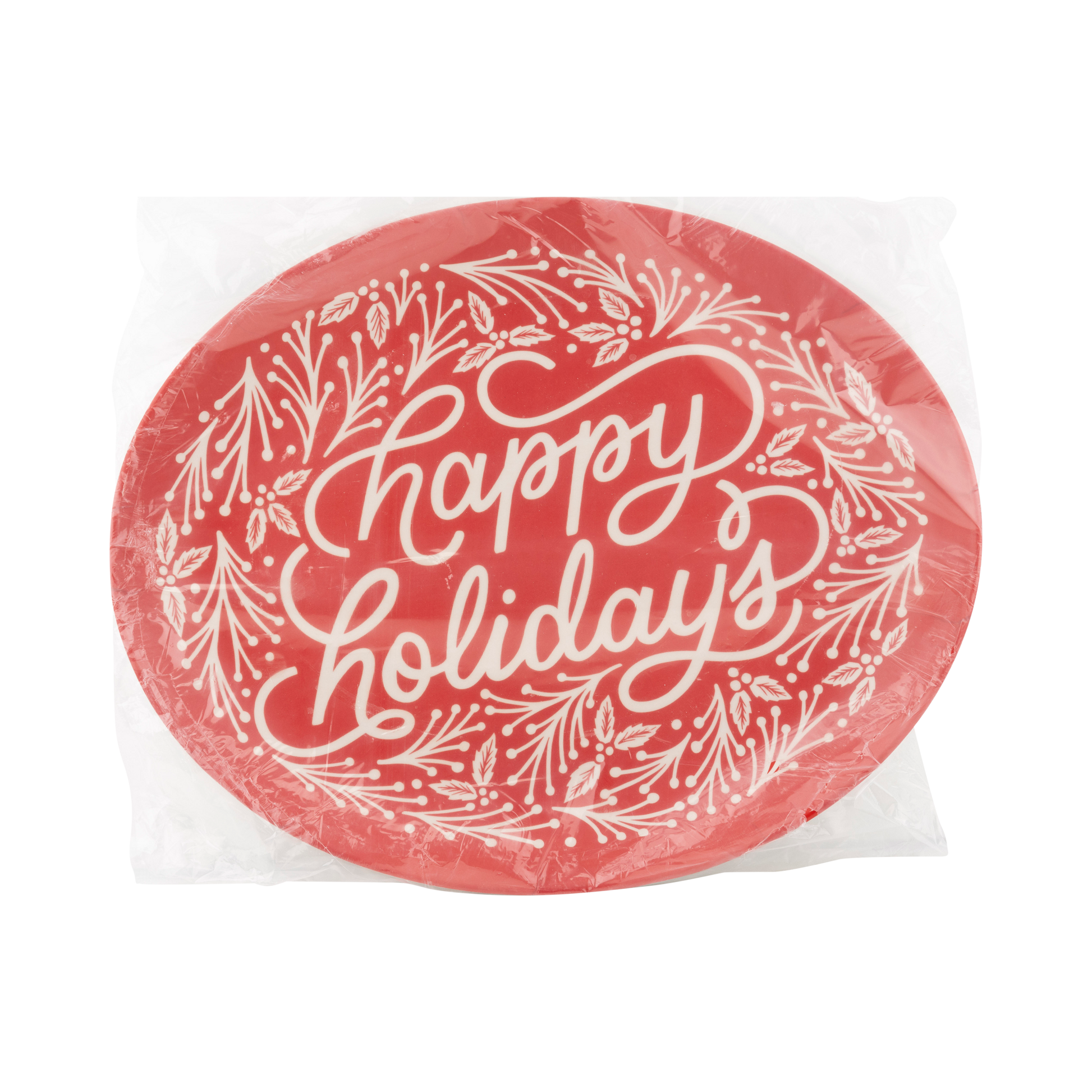 Happy Holidays Oval Bamboo Tray 12x15