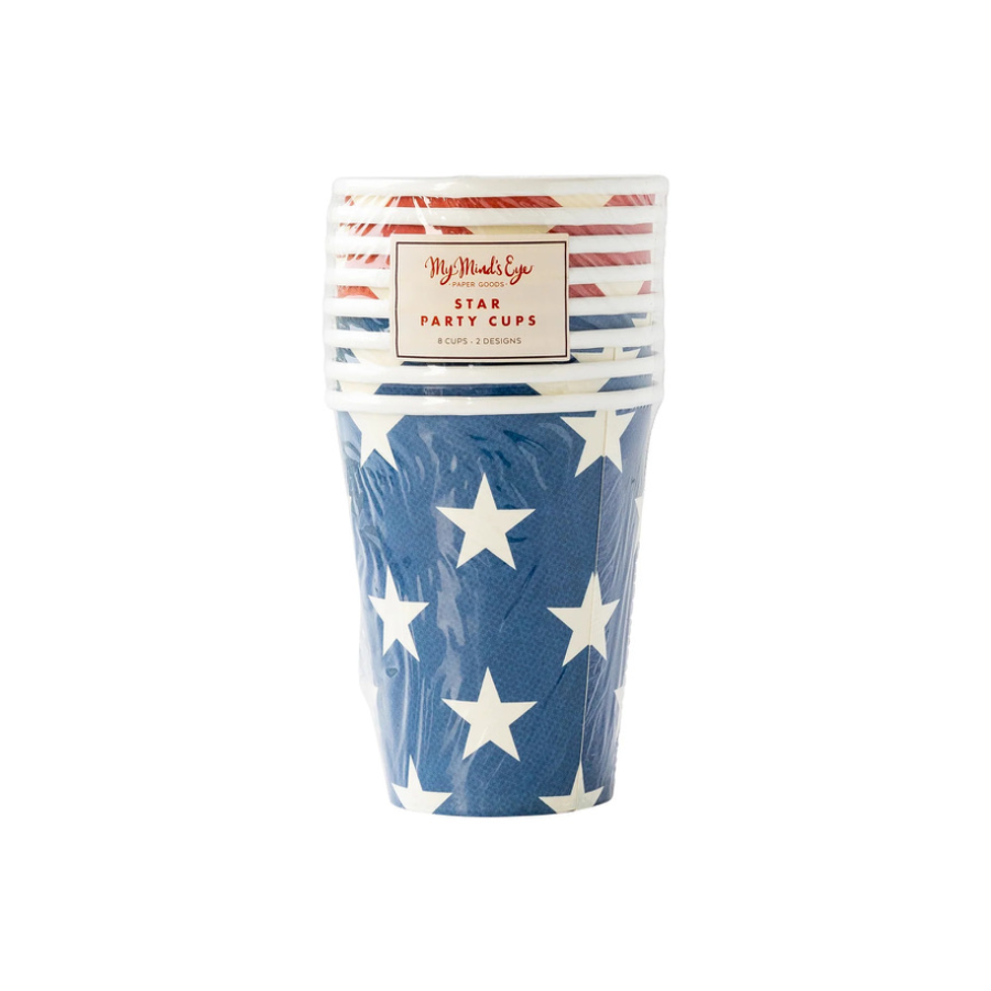 Red & Blue Star Paper Cups