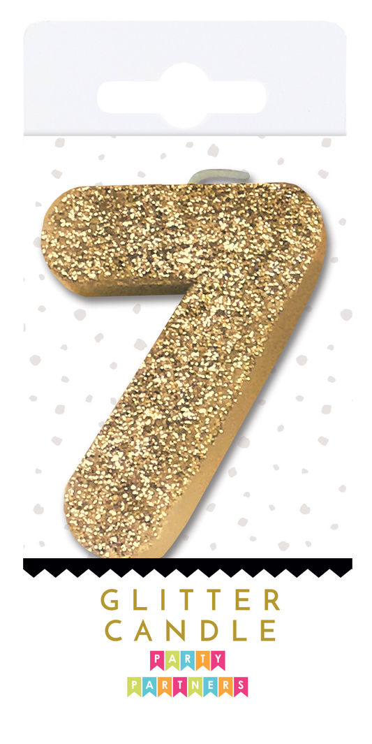 7 Glitter Number Candle Gold